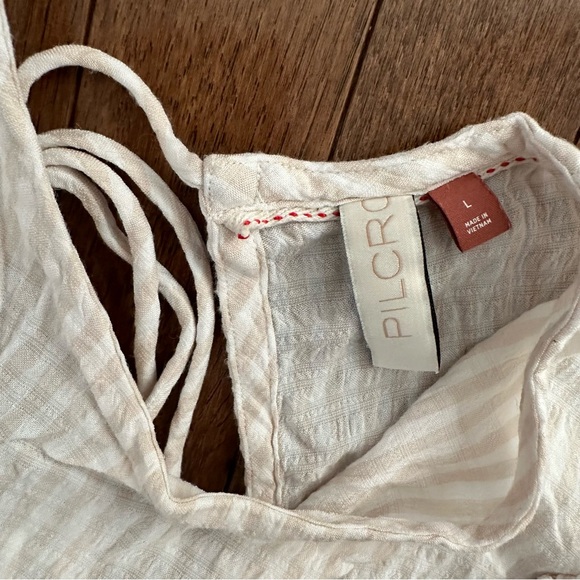 Pilcro anthropologie flutter sleeve size large cream and white stripes Sybil top - Picture 4 of 11